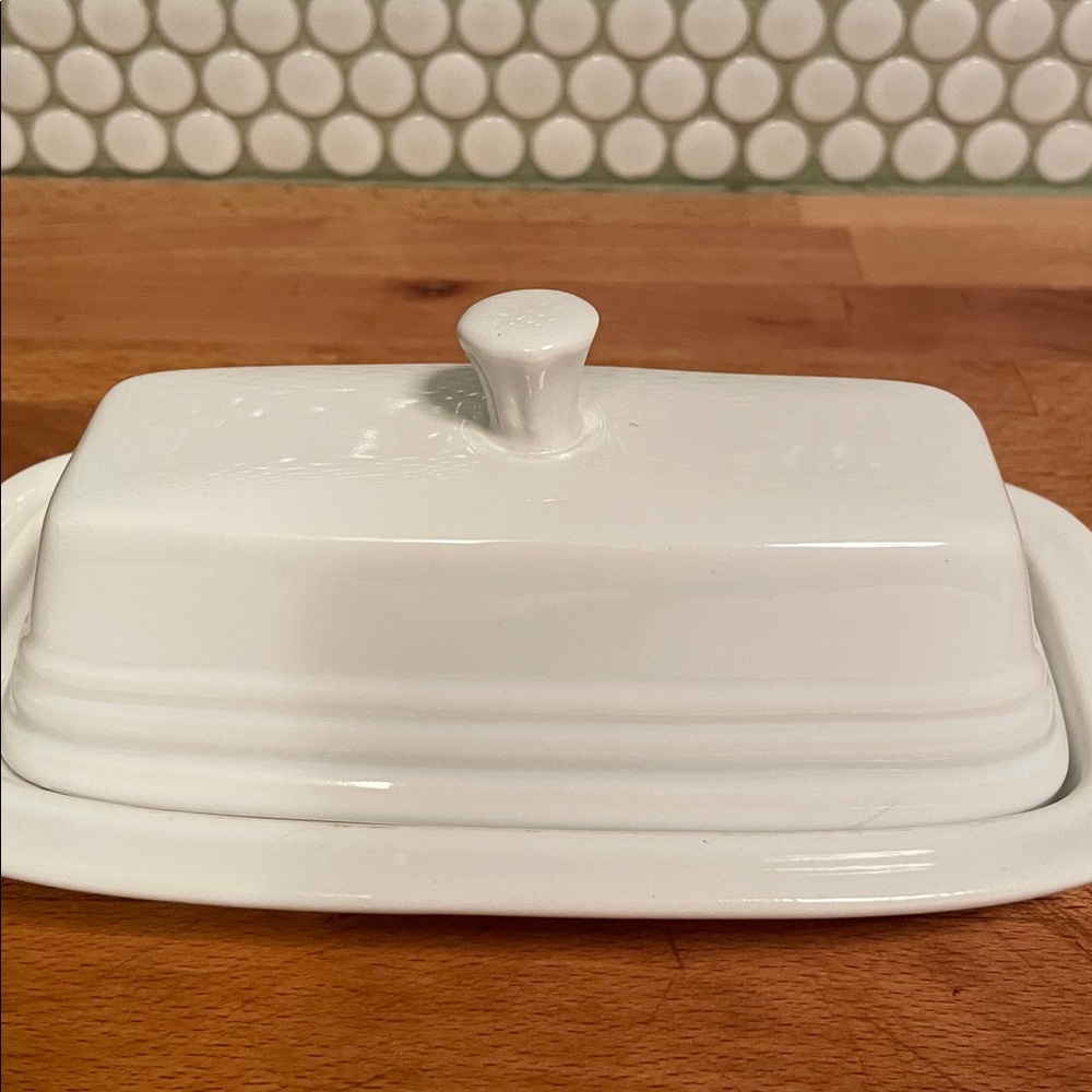 White fiestaware butter dish and lid early 2000s